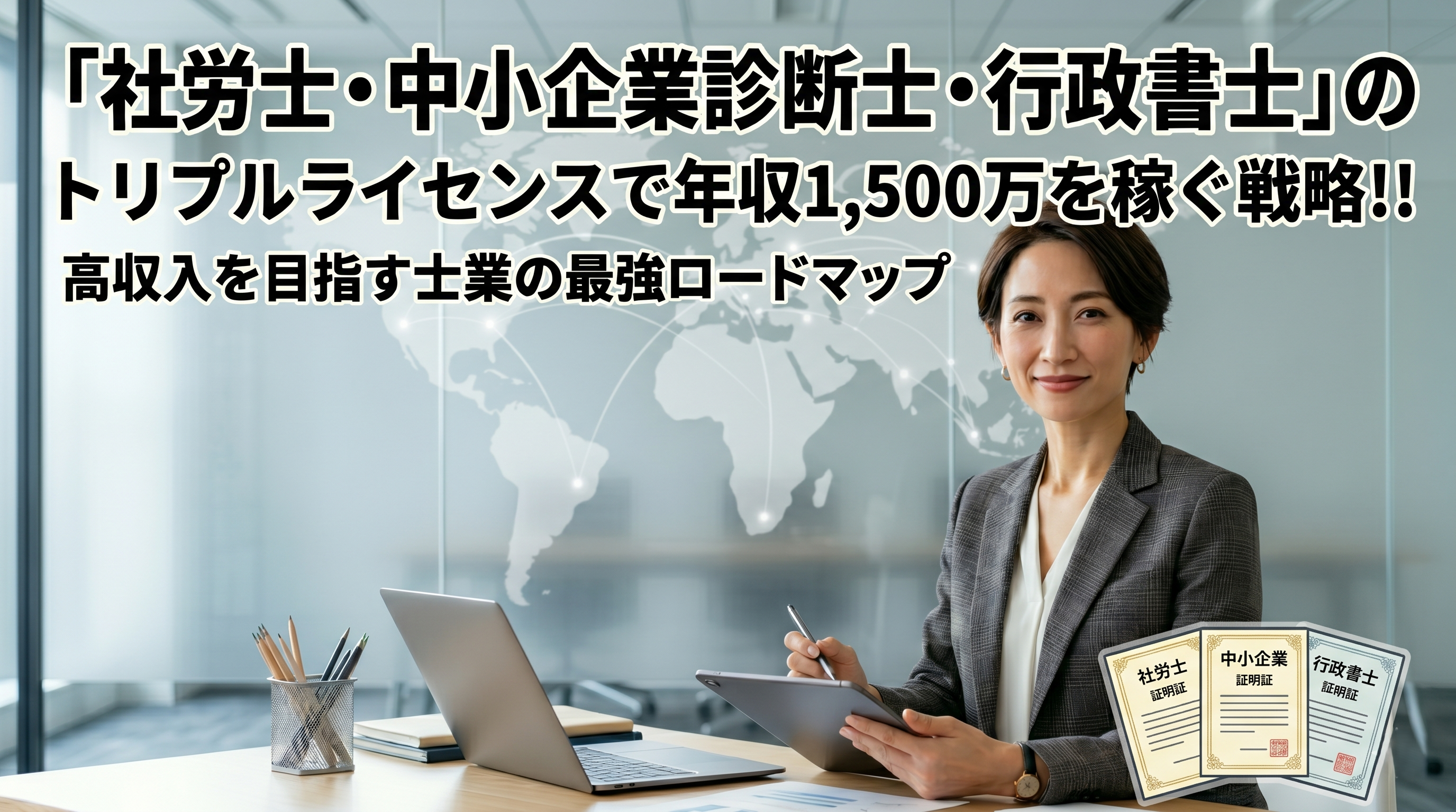 社労士・中小企業診断士・行政書士のトリプルライセンスで年収1,500万を稼ぐ戦略‼